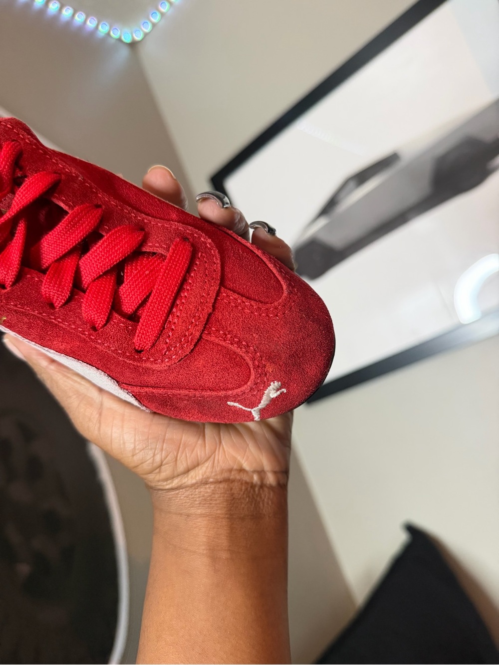 Puma Kids Red Suede Sneakers with White Formstrip - Picture 7 of 9